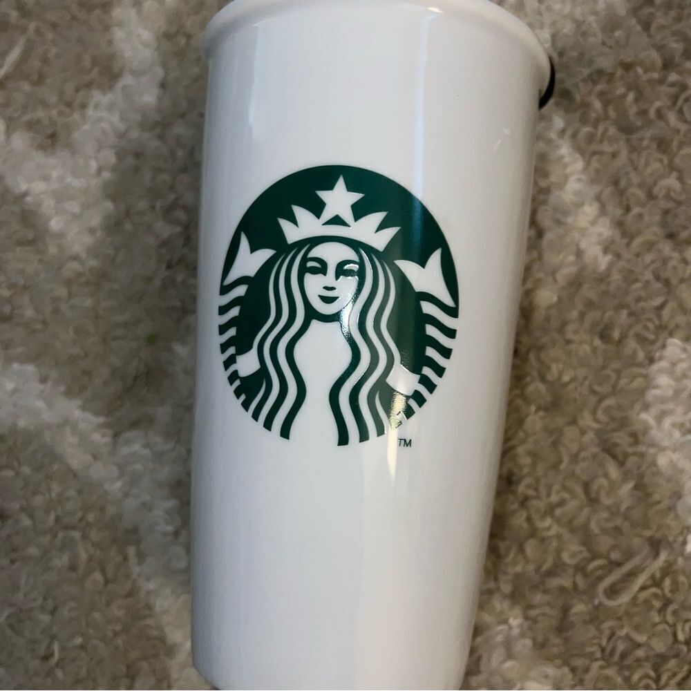 Starbucks White Tumbler with Green Logo